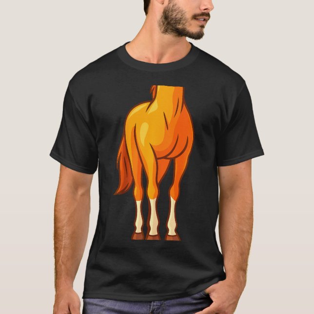 Funny Horse Body Costume Optical Illusion Gift Men T-Shirt (Front)