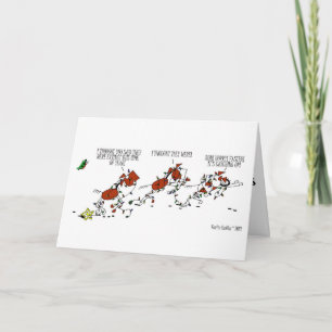 Funny Horse & Butterfly Christmas Cartoon Card