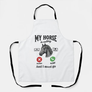 Funny Horse Calling Vintage Engraving T-Shirt_1 Apron