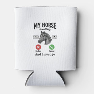 Funny Horse Calling Vintage Engraving T-Shirt_1 Can Cooler