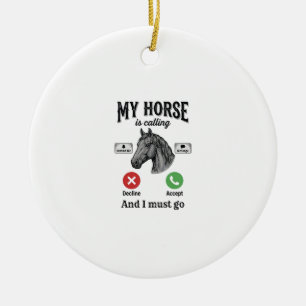 Funny Horse Calling Vintage Engraving T-Shirt_1 Ceramic Ornament
