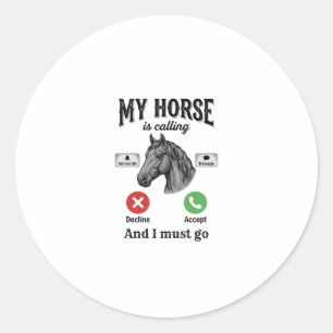 Funny Horse Calling Vintage Engraving T-Shirt_1 Classic Round Sticker
