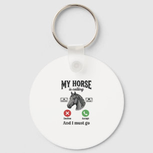 Funny Horse Calling Vintage Engraving T-Shirt_1 Key Ring