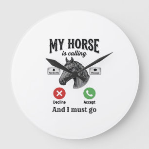Funny Horse Calling Vintage Engraving T-Shirt_1 Large Clock