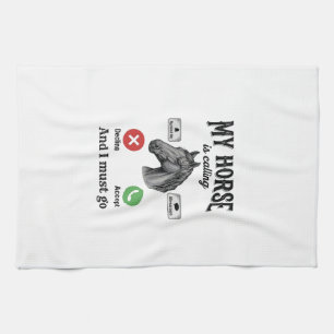 Funny Horse Calling Vintage Engraving T-Shirt_1 Tea Towel