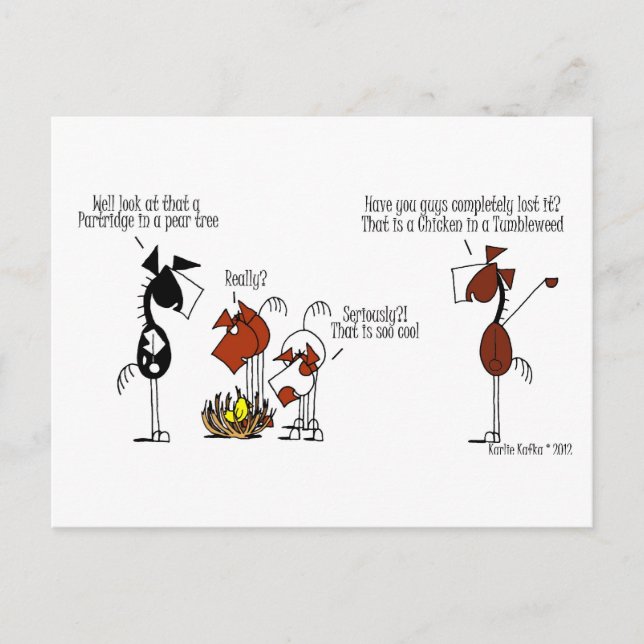 Funny Horse & Chicken Cartoon Postcard (Front)