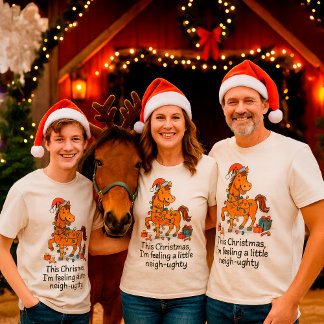 Funny Horse Christmas Farm – Custom Name T-Shirt