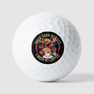 Funny Horse Coffee Lover Humour Golf Balls