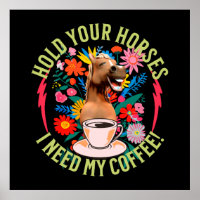 Funny Horse Coffee Lover Humour