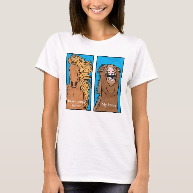 Funny Horse Comparison Meme T-Shirt (Front)