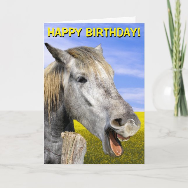 Funny horse customisable greetings card (Front)