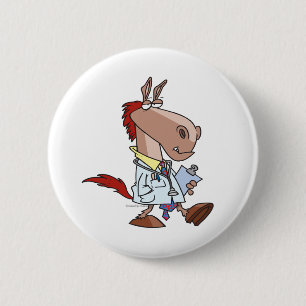 funny horse doc doctor cartoon 6 cm round badge