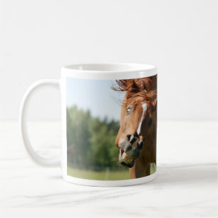 Funny Horse Face with Curled Lips, Crazy Eye Coffee Mug