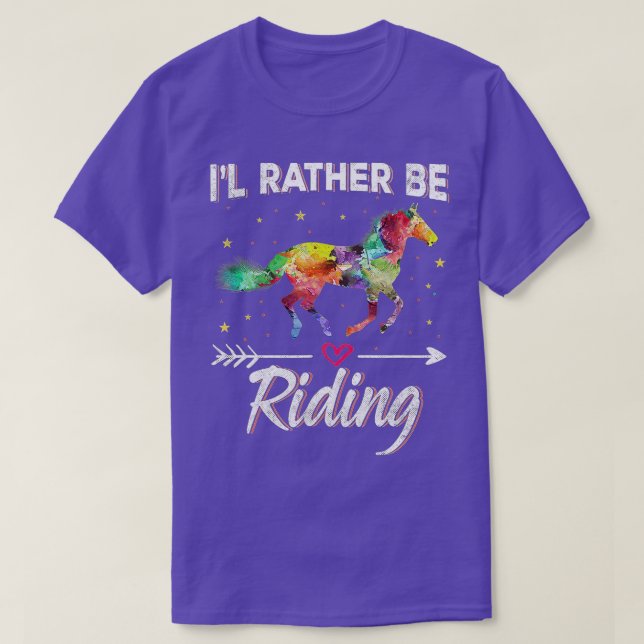 Funny Horse  Girls ID RATHER BE RIDING Horse Lover T-Shirt (Design Front)