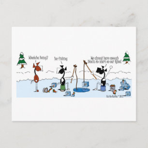 Funny Horse Ice Fishing Cartoon Postcard