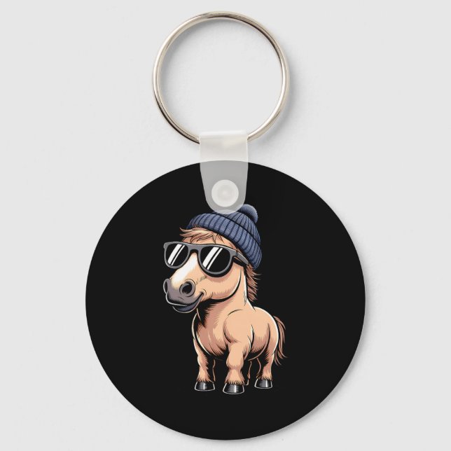 Funny Horse In Retro Style - Farm Humour Ny Funny  Key Ring (Front)
