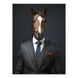 Funny horse in the suit photo print