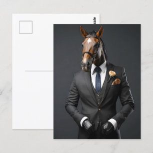Funny horse in the suit postcard