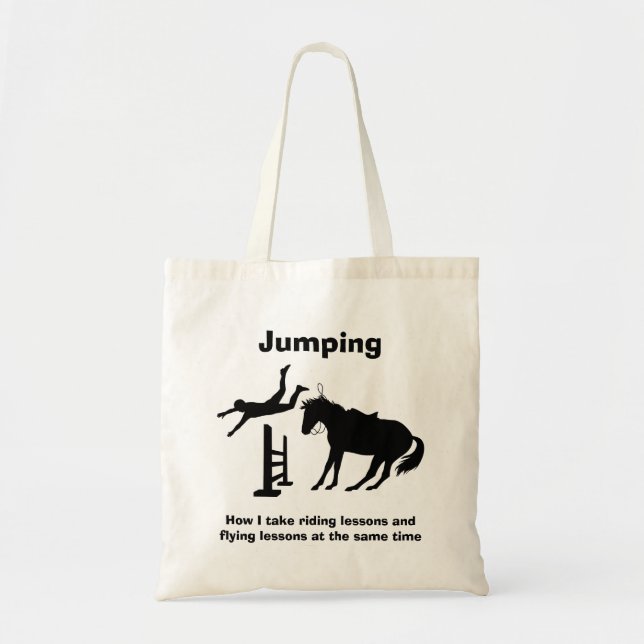 Funny Horse Jumping Flying Falling Humour Tote Bag (Front)