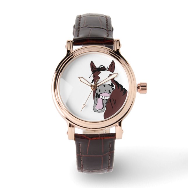 Funny Horse Laughing Cartoon Watch (Front)