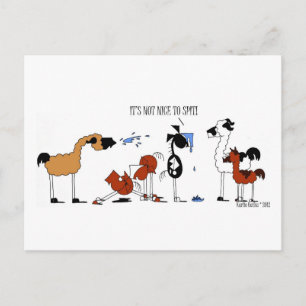 Funny Horse & Llama Cartoon Postcard