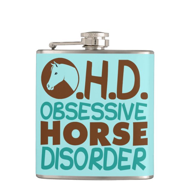 Funny Horse Lover Equine Teal Hip Flask (Front)