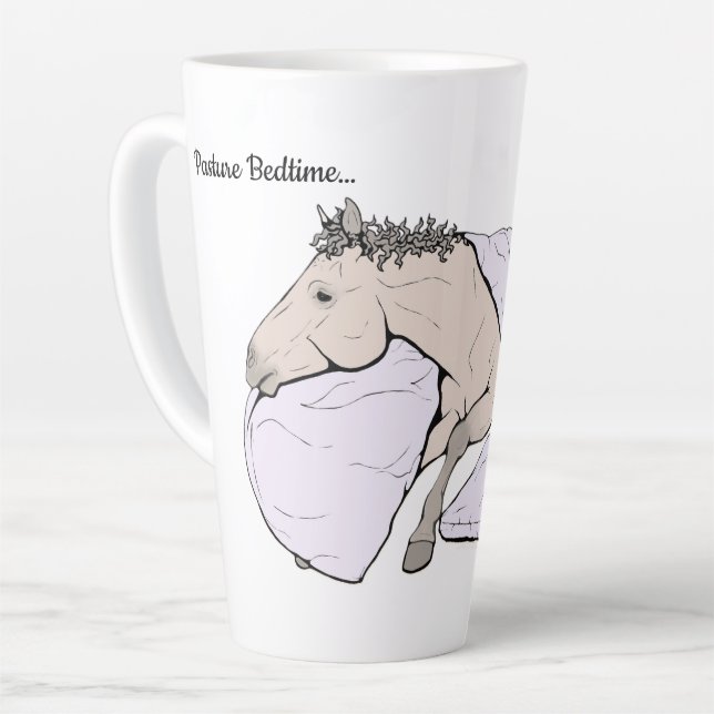 Funny Horse Lover Gift Pasture Bedtime Caffeinate Latte Mug (Left Angle)