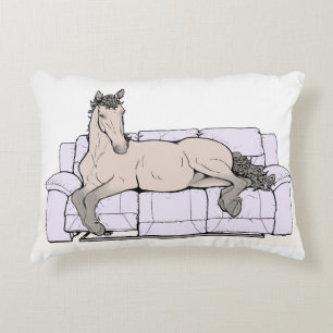 Funny Horse Lover Gift Whimsical Curly Cosy Decorative Cushion