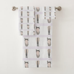 Funny Horse Lover Whimsical School Heads & Tails Bath Towel Set