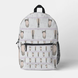 Funny Horse Lover Whimsical School Heads & Tails Printed Backpack