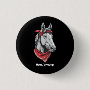 Funny Horse Lovers Red Bandanna Girls Women Cute  3 Cm Round Badge
