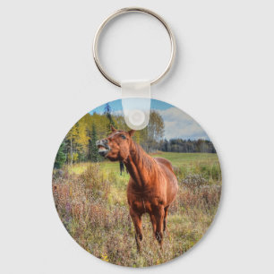 Funny Horse-lover's Sorrel Mare Equine Photo Ranch Key Ring