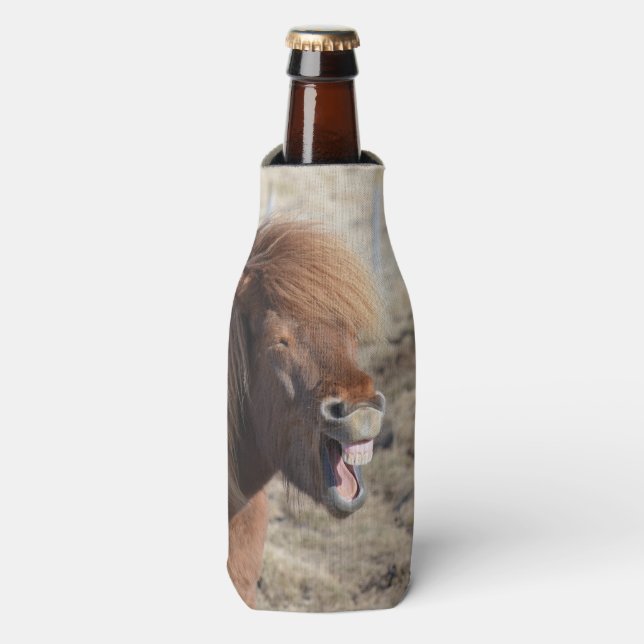 Funny Horse Making a Silly Face Bottle Cooler (Bottle Front)