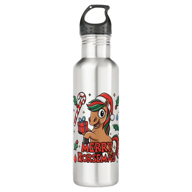 Funny Horse Merry Horsemas 710 Ml Water Bottle (Front)