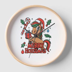 Funny Horse Merry Horsemas Clock