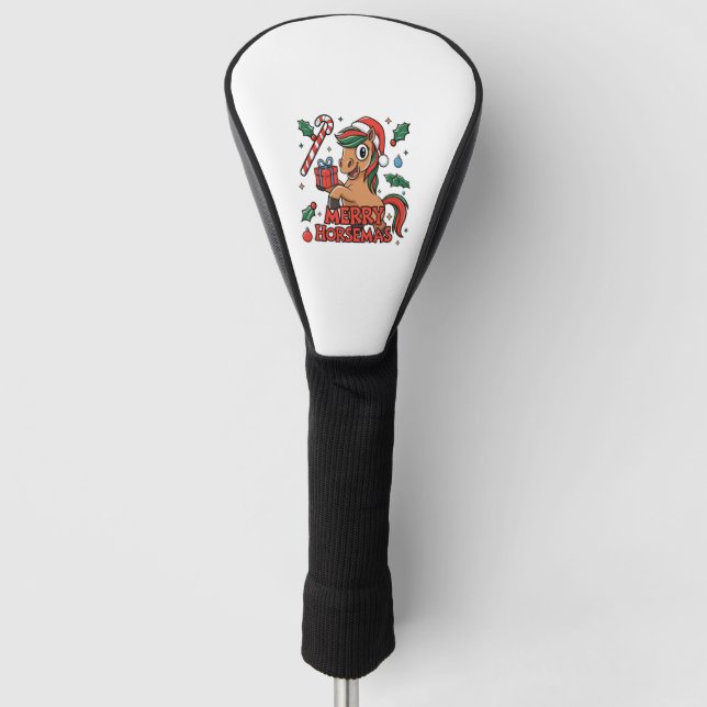 Funny Horse Merry Horsemas Golf Head Cover (Front)
