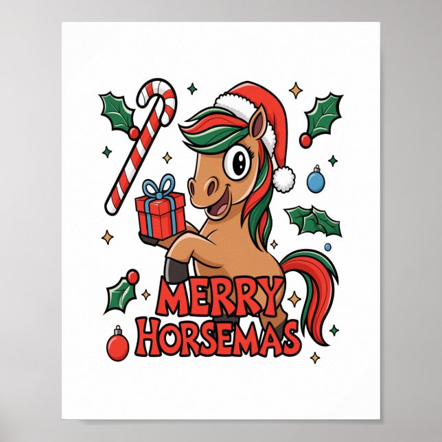 Funny Horse Merry Horsemas Poster (Front)