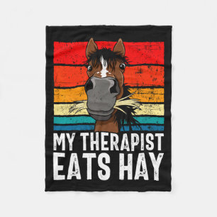 Funny Horse My Therast Eats Hay Tee Hor Fleece Blanket