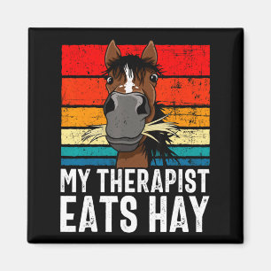Funny Horse My Therast Eats Hay Tee Hor  Magnet