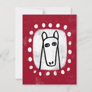 Funny Horse On Red Greeting Card