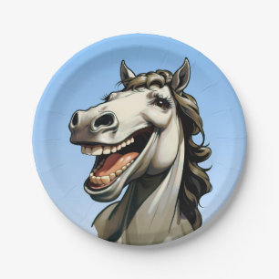 funny horse paper plate