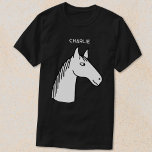 Funny Horse Personalised T-Shirt<br><div class="desc">A funny cartoon horse design for those who love animals,  horses and riding.  Change the name to personalise.</div>