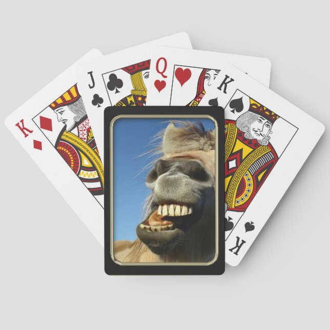 Funny Horse Photo Art Playing Cards (Back)