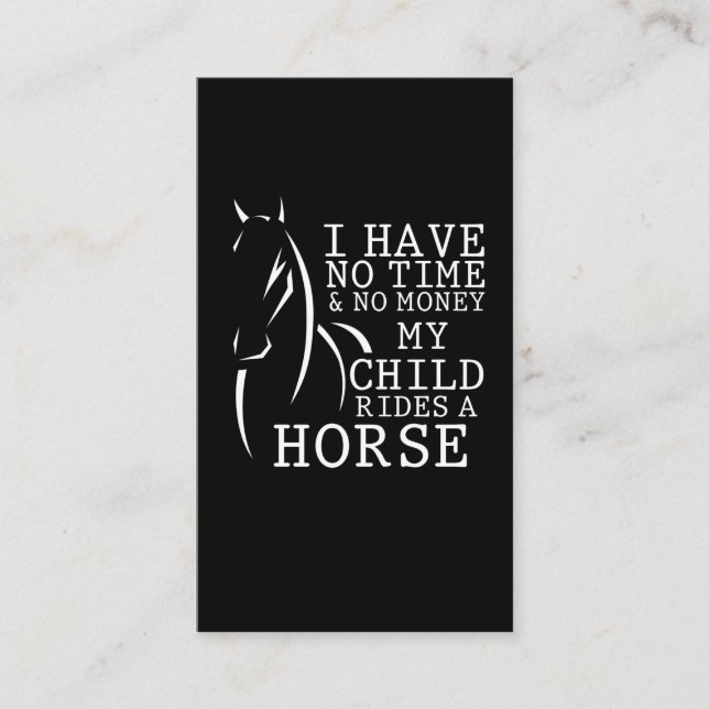 Funny Horse Quote Mother with Riding Child Business Card (Front)