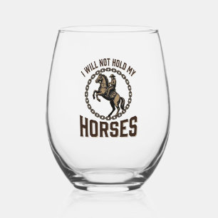 Funny Horse Quote Vintage Western Riding Design_1 Stemless Wine Glass