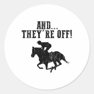 Funny Horse Racing Gift For Men Women Jockeys Race Classic Round Sticker
