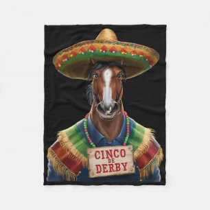 Funny Horse Racing Vintage Cinco De Der1 Fleece Blanket