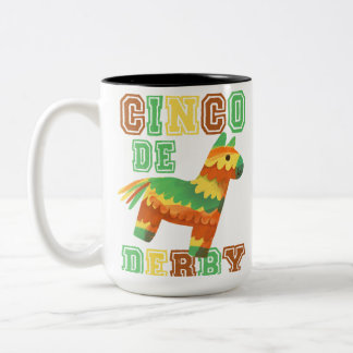 Funny Horse Racing Vintage Cinco De Derby KY Derby Two-Tone Coffee Mug