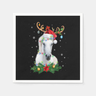 Funny Horse Reindeer Antlers Lights Ornament Chris Napkin