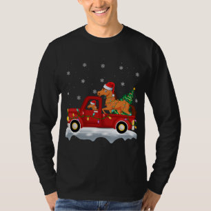 Funny Horse Ride Christmas Tree Red Truck Horse Ch T-Shirt